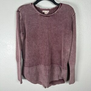 Carbon 2 Cobalt Thermal Top Womens Size Medium Wine Burgundy Crewneck Curved Hem